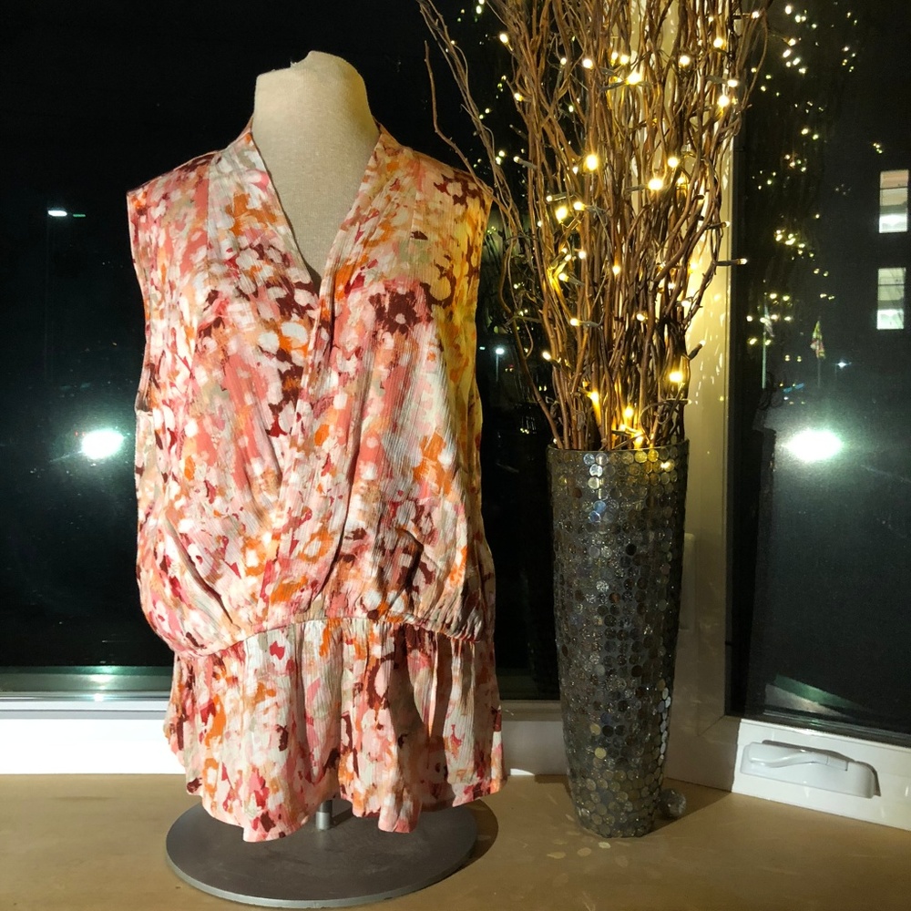 NWT Liz Claiborne Peplum Floral Top XL